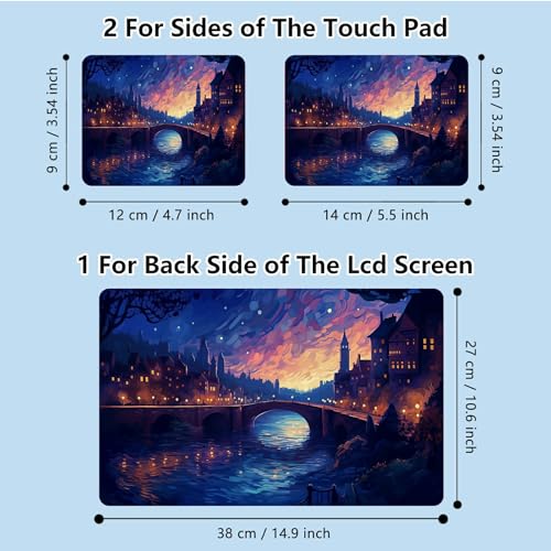 Universal Laptop Skin Sticker with 2 Wrist Pad Skins, Waterproof Scratch Resistant Vinyl Laptop Cover Decal, Cut to Fit for 11–15.6 Inch MacBook HP Dell Lenovo, Fantasy City - color: Fantasy City