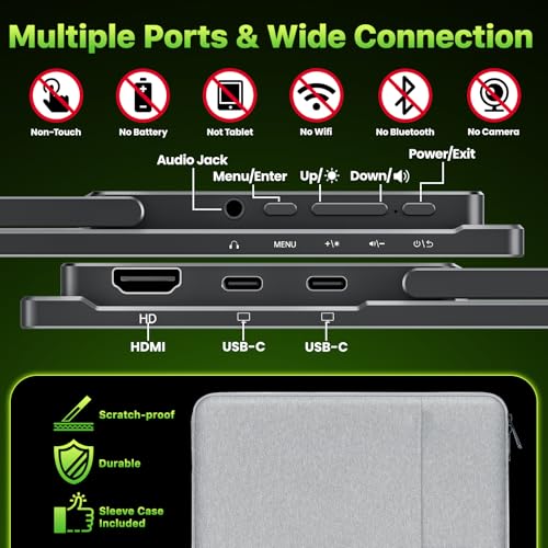 Upperizon Portable Monitor 18.5 inch 2K QHD 120% sRGB 120Hz IPS HDR HDMI USB-C Travel Monitor for Laptop MacBook PC Surface PS5 Xbox, Large External Display with Kickstand & Speakers, VESA Compatible - size: 18.5