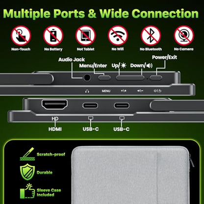Upperizon Portable Monitor 18.5 inch 2K QHD 120% sRGB 120Hz IPS HDR HDMI USB-C Travel Monitor for Laptop MacBook PC Surface PS5 Xbox, Large External Display with Kickstand & Speakers, VESA Compatible - size: 18.5