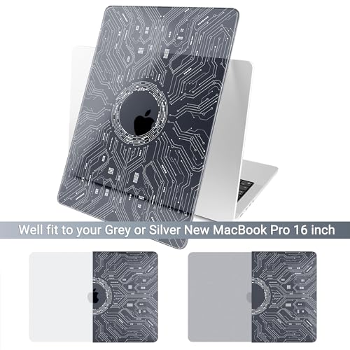 Batianda Case for New MacBook Pro 16 Inch 2026 M5 2024 2023 2021 Release with M4 M3 M2 M1 Pro/Max Chip - Ultra Slim 1.2mm Glossy Hard Shell Protective Skin Keyboard Cover 4-in-1 Bundle, Circuit Board - color: Circuit Board