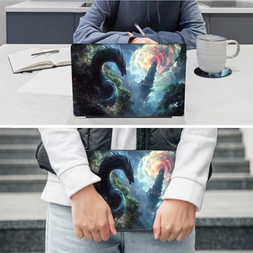 Laptop Skin Sticker Decal 12"-15.6" Universal Laptop/Notebook/Netbook Vinyl - Waterproof Scratch Resistant,Fits HP Dell Lenovo MacBook,2 Free Wrist Pads,Easy Apply & Remove,Dragon Forest - color: Dragon Forest