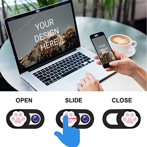 Webcam Cover Slide Ultra Thin Laptop Camera Privacy Paw Pack of 3 | 3 Pcs Cute Paw, Ultra thin camera cover fit for Cell phone desktop tablet PC, front camera blocks webcam to protect privacy - color: Paw 3