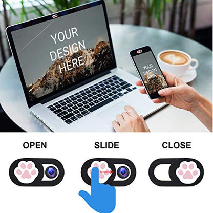 Webcam Cover Slide Ultra Thin Laptop Camera Privacy Paw Pack of 3 | 3 Pcs Cute Paw, Ultra thin camera cover fit for Cell phone desktop tablet PC, front camera blocks webcam to protect privacy - color: Paw 3