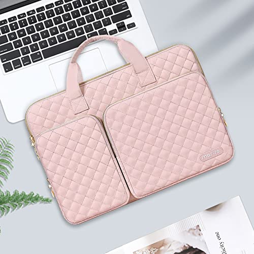 MOSISO 360 Protective Laptop Case 13 inch, 13 inch Laptop Sleeve,Chalk Pink | Compatible with MacBook Air M5 M4 M3 M2 M1 2026-2018/Neo/Pro M2 M1, Square Quilted Bag Cover with 2 Pockets&Handle&Belt - color: Chalk Pink, size: 13 inch