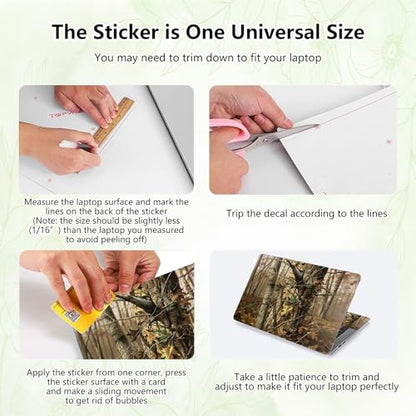 Laptop Skin Sticker Decal, Universal Reusable Vinyl Laptop Cover for 12" 13" 13.3" 14" 15" 15.4" 15.6" Notebook PC, Reusable Waterproof Scratch-Resistant with 2 Wrist Pads,Camouflage Tree - color: Camouflage Tree