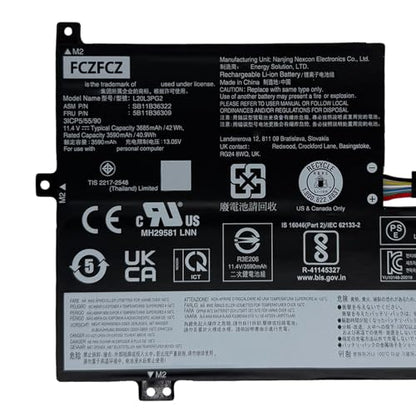 L20L3PG2 Battery 42Wh Replacement for Lenovo 500e Chromebook Gen3 / 100e Chromebook Gen3 / 100e Chromebook Gen3 / Flex 3 Chrome-11M836 / IdeaPad 3 Chrome-14M836 Series L20D3PG2 11.25V