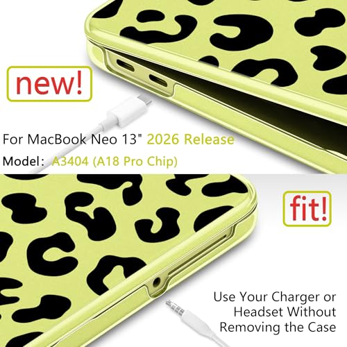 for MacBook Neo 13 inch Case 2026 (Model A3404), Artistic Leopard Pattern Ultra Slim Frosted Matte Hard Shell, Anti-Scratch & Fingerprint Resistant Cover, Leopard Citrus - color: Leopard Citrus