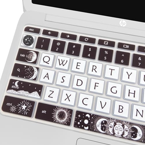 Cute Silicon Keyboard Cover Skin for HP Chromebook 11 x360 11.6", Chromebook 11 G2/G3/G4/G5/G6 EE/G7 EE 11.6’’,HP Chromebook 14-ca 14-ak14-X Series, HP Chromebook 14 G2 G3 G4 G5, Sun and Moon - color: Sun and Moon