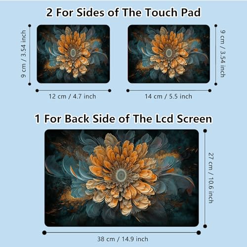 Universal Laptop Skin Sticker with 2 Wrist Pad Skins, Waterproof Scratch Resistant Vinyl Laptop Cover Decal, Cut to Fit for 11–15.6 Inch MacBook HP Dell Lenovo, Fractal Flowers - color: Fractal Flowers