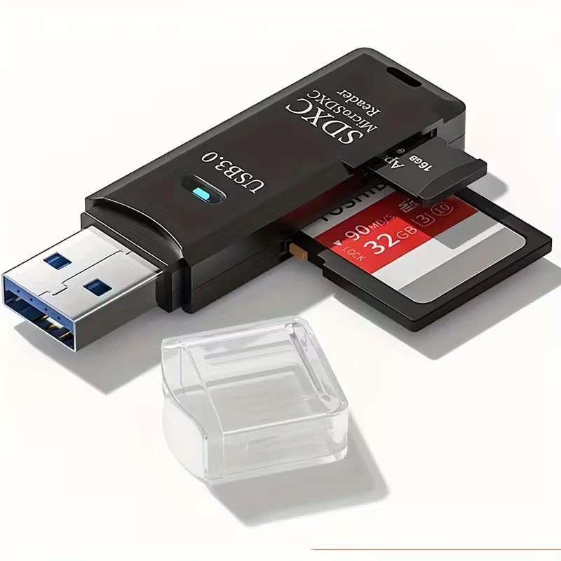 SB 3.0, 2.0 Card Reader, 5Gbps 2-in-1 SD Card Reader to USB Adapter, Suitable for MMC, RS-MMC, Card Reader and UHS-I Card, Black3.0 - color: Black3.0
