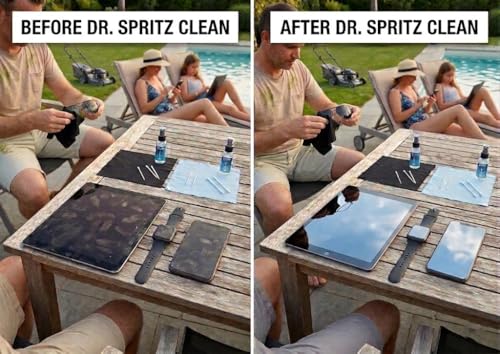 Dr. Spritz Screen Cleaner Spray (2 Pack) - Streak-Free Cleaning Kit for Laptop, MacBook, iPhone, Smart TV & Computer Monitor - Plant-Based & Alcohol-Free - Includes 2 Microfiber Cloths & Detail Tools