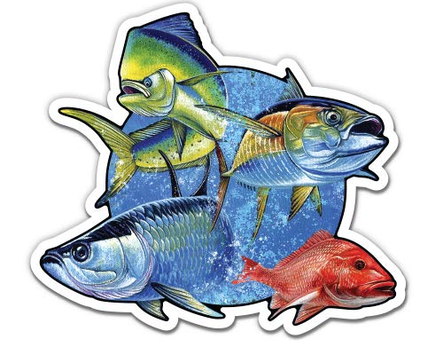Saltwater Fish - 12" Vinyl Sticker Waterproof Decal - size: 12"