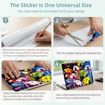 Universal Laptop Skin Decal, 3-Piece Vinyl Protector for 12 13 14 15.6" Notebook, Waterproof Anti-Scratch, Easy Trim & Bubble-Free Finish, Group of Dogs All Different Breeds - color: Group of Dogs All Different Breeds