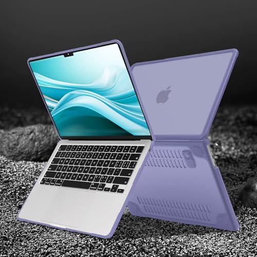 MOSISO Compatible with MacBook Air 13 inch Case M5 M4 M3 M2, Lavender Gray | 4 in 1 Kit Anti-Crack Hard Shell with Kickstand for MacBook Air 13.6 inch Case 2026-2022 A3449 A3240 A3113 A2681 - color: Lavender Gray