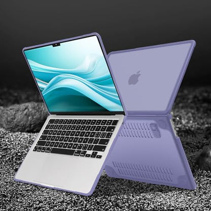 MOSISO Compatible with MacBook Air 13 inch Case M5 M4 M3 M2, Lavender Gray | 4 in 1 Kit Anti-Crack Hard Shell with Kickstand for MacBook Air 13.6 inch Case 2026-2022 A3449 A3240 A3113 A2681 - color: Lavender Gray
