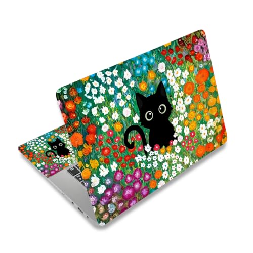 12.1 13 13.3 14 15.4 15.6 Inch Laptop Skin Decal, Laptop Stickers Skins Decals for Notebook PC, Universal Reusable Vinyl Laptop Cover Sticker, Waterproof Art Protector I Cat in Flowers - color: Cat in Flowers