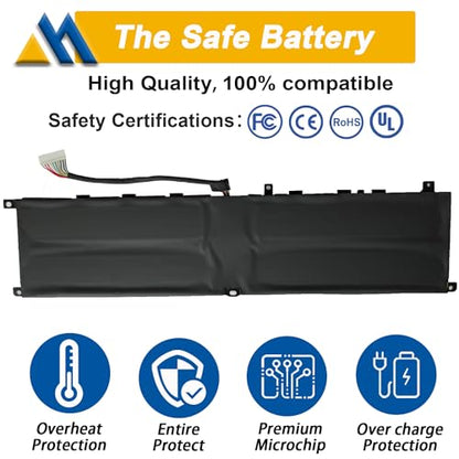 BTY-M6M 99.99Wh Laptop Battery Replacement for MSI GS66 Stealth 10SE 10SF 11UE 11UH GE66 Raider 10UG 11UG GE76 for Raider 11UE 11UG GE76 for Dragon Tiamat 11UH WS66 10TM 11UMT 11UKT for Creator 15 - size: 13.98*4.53*0.33 inch BTY-M6M