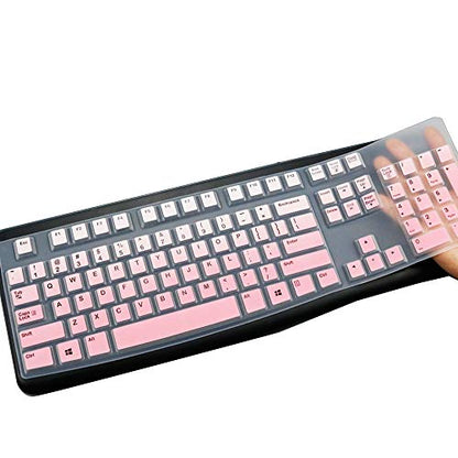 MUBUY Keyboard Cover Skin Protector for Logitech MK120 K120 Wired Keyboard, Protective Skin US Layout - Gradual Pink - color: Gradual Pink