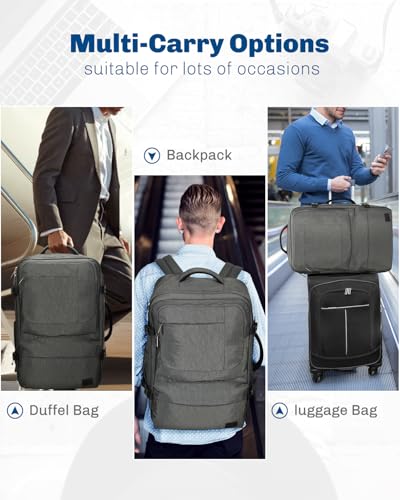 Hynes Eagle 44L Carry on Backpack Airline Approved Travel Backpack for Men Women Large Laptop Backpack 17 inch Nylon Backpack Overnight Weekender Bag Grey - color: Grey