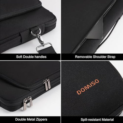 DOMISO 17 inch Laptop Sleeve Protective Case Cover Compatible with 17-17.3 inch HP Dell ASUS Lenovo Chromebook,Waterproof Computer Cases Bag with Shoulder Strap,Black - color: Black, size: 17-17.3 inch