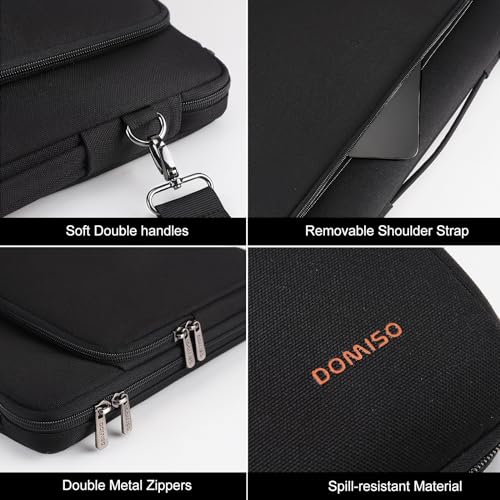DOMISO 14 inch Laptop Case Sleeve Protective Cover Compatible with MacBook Air 15 M4 M3 M2,MacBook Pro,14-15 inch HP Dell ASUS Lenovo Chromebook,Waterproof Computer Bag with Shoulder Strap,Black - color: Black, size: 14 inch