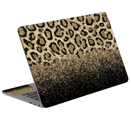 Universal Laptop Skin Sticker Decal with 2 Wrist Pad Skins, Waterproof Scratch Vinyl Cover for 11–15.6 Inch MacBook, HP, Dell, Lenovo, Cutable & Reusable,Gold Glitter Leopard - color: Gold Glitter Leopard
