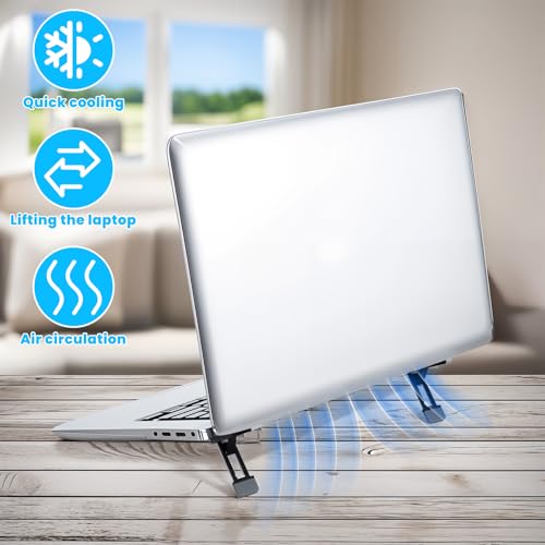 Mini Portable Laptop Stand for Desk, Portable Keyboard Riser Three Tilt Angle Adjustable Foldable Invisible Laptop Riser Self-Adhesive Computer Stand Feet for Most Keyboards (Black, 2) - style: Black