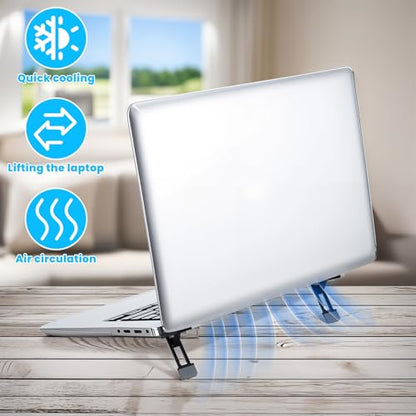 Mini Portable Laptop Stand for Desk, Portable Keyboard Riser Three Tilt Angle Adjustable Foldable Invisible Laptop Riser Self-Adhesive Computer Stand Feet for Most Keyboards (Black, 2) - style: Black