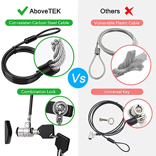 AboveTEK 360° Rotating Retail Kiosk iPad Stand, 6-13.5" iPad mini Pro Tablet Holder, Laptop Lock, Tablet Lock Security Cable, 2 Keys Durable Steel iPad Locking Kit w/Adhesive Anchors