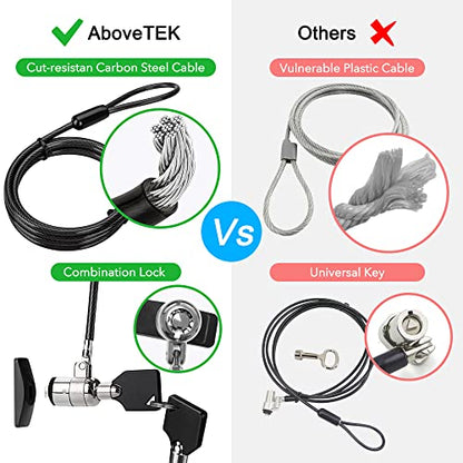 AboveTEK 360° Rotating Retail Kiosk iPad Stand, 6-13.5" iPad mini Pro Tablet Holder, Laptop Lock, Tablet Lock Security Cable, 2 Keys Durable Steel iPad Locking Kit w/Adhesive Anchors