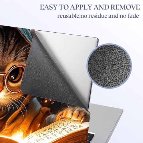 Universal Laptop Skin Sticker Decal,15.6 Inch Laptop Vinyl Cover for 13" 14" 15.6" Laptop,Scratch-Resistant Waterproof Protector Wrap,Reusable with Wrist Pads,Wizard Cat Spell Book - color: Wizard Cat Spell Book