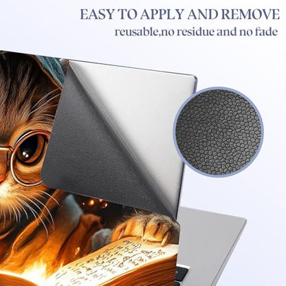 Universal Laptop Skin Sticker Decal,15.6 Inch Laptop Vinyl Cover for 13" 14" 15.6" Laptop,Scratch-Resistant Waterproof Protector Wrap,Reusable with Wrist Pads,Wizard Cat Spell Book - color: Wizard Cat Spell Book