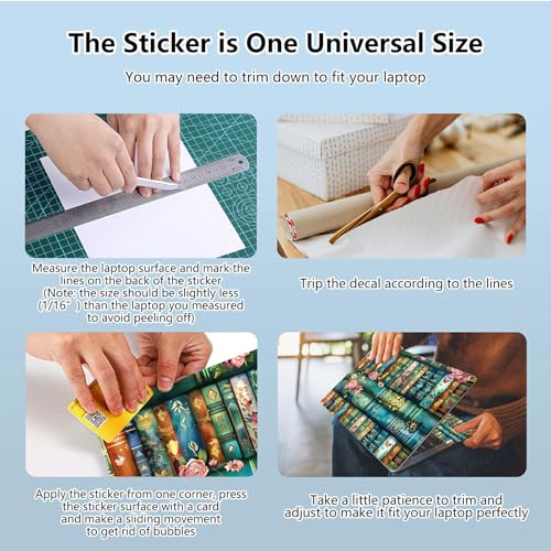 Universal Laptop Skin Sticker with 2 Wrist Pad Skins, Waterproof Scratch Resistant Vinyl Laptop Cover Decal, Cut to Fit for 11–15.6 Inch MacBook HP Dell Lenovo, Art Bookshelf - color: Art Bookshelf