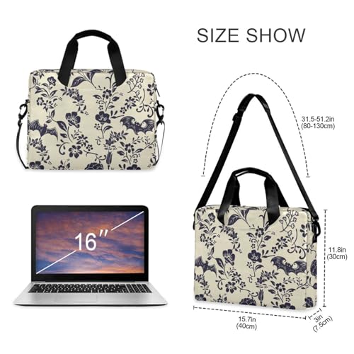Goth Bat Flower Laptop Case 15.6 inch Computer Bag | Waterproof Laptop Briefcase Laptop Bag for Women & Men - color: Goth Bat Flower