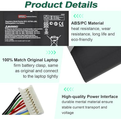 43Wh NP03XL 761230-005 Battery for HP Envy X360 15-U011DX 15-U010DX | 15-U110DX 15T-U100 15T-U200 15T-U300 15-U111DX 15-U483CL 15-U493CL Pavilion X360 13-A010DX 13-A012DX 13-A013CL NPO3XL 11.4V - size: 7.3*3.75*0.25inch NP03XL