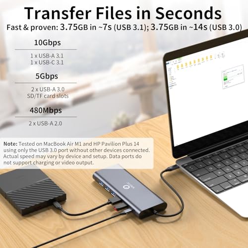 Docking Station 3 Monitors for HP/Dell/Lenovo/MacBook Laptop, Triple Display with Dual 4K HDMI, VGA, 14 in 1 USB C Hub, Computer Docking Station with 10Gbps USB, PD, Ethernet, SD/TF, Audio/Mic - color: Space Gray