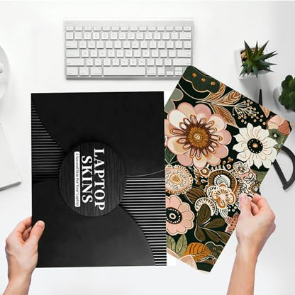 Universal Laptop Skin Sticker with 2 Wrist Pad Skins, Waterproof Scratch Resistant Vinyl Laptop Cover Decal, Cut to Fit for 11–15.6 Inch MacBook HP Dell Lenovo, Art Flower - color: Art Flower