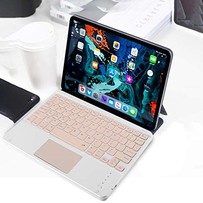 Ultra Slim Wireless Bluetooth Keyboard with Touchpad for iPad, Rechargeable 10'' QWERTY Layout Portable Wireless Keyboard for iPad Pro/Air/Tablet, and Other iOS Android Windows Devices(Pink) - color: pink
