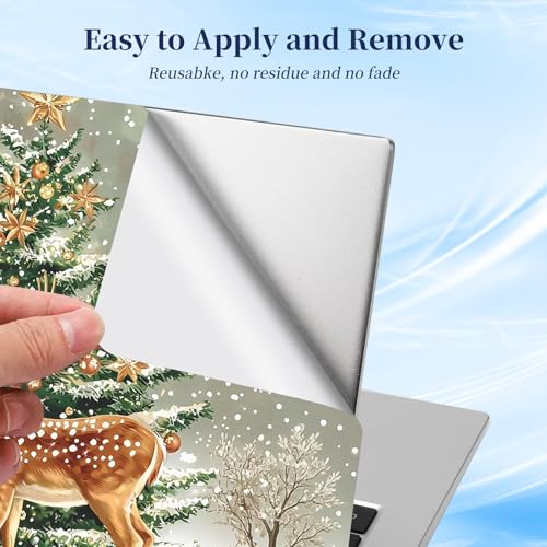 Universal Laptop Protective Skin,Trim-to-Fit Vinyl Sticker for 13–16 Inch Laptop,MacBook,Tablet & Notebook,Scratch-Proof Waterproof Cover,Deer Christmas Tree Snow - color: Deer Christmas Tree Snow