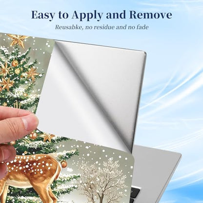 Universal Laptop Protective Skin,Trim-to-Fit Vinyl Sticker for 13–16 Inch Laptop,MacBook,Tablet & Notebook,Scratch-Proof Waterproof Cover,Deer Christmas Tree Snow - color: Deer Christmas Tree Snow