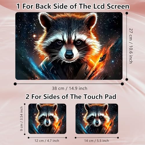 Laptop Skin Sticker Decal 12" 13" 13.3" 14" 15" 15.6",Waterproof Scratch Resistant Vinyl,Reusable Easy to Apply,for MacBook HP Dell Notebooks Netbooks Laptop,2 Wrist Pads,Cute Raccoon - color: Cute Raccoon