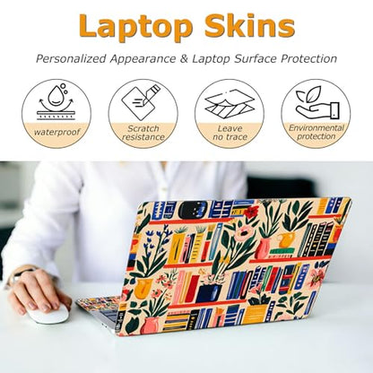 Universal Laptop Skin Sticker with 2 Wrist Pad Decals, 3-Piece Removable Vinyl Laptop Cover, Bookshelves Waterproof Anti-Scratch, Easy-Trim Fit for 13.3" 14" 15.6" Laptops - color: Bookshelves