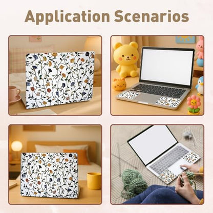 PLIGREAT 15 Inch Laptop Skin Sticker Decal, Vines Flower Laptop Sticker Decals Fits 12" to 15" Laptops Cutable Universal Waterproof Removable Notebook Art Protector, White Green - color: White Green