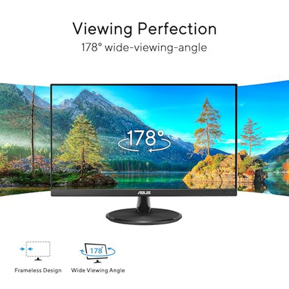 ASUS VP229Q 21.5” Monitor, 1080P Full HD, 75Hz, IPS, FreeSync/Adaptive-Sync, Eye Care, HDMI DisplayPort VGA, Frameless, VESA Wall Mountable Black - style: 22" DP
