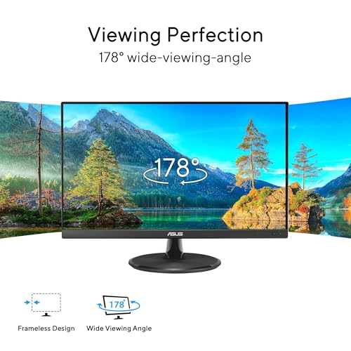 ASUS VP229Q 21.5” Monitor, 1080P Full HD, 75Hz, IPS, FreeSync/Adaptive-Sync, Eye Care, HDMI DisplayPort VGA, Frameless, VESA Wall Mountable Black - style: 22" DP