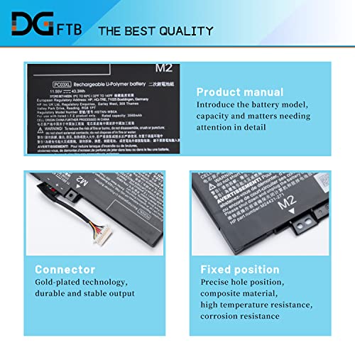 PC03XL Battery for HP Pavilion x360 14 Convertible PC 14-DW 14-DY 14-DH | 14-BA 14-CD 14-EK 15-ER Series HSTNN-OB1W M24421-271 M24421-AC1 M24648-005 TPN-DB0E (11.55V 43.3Wh/3560mAh)