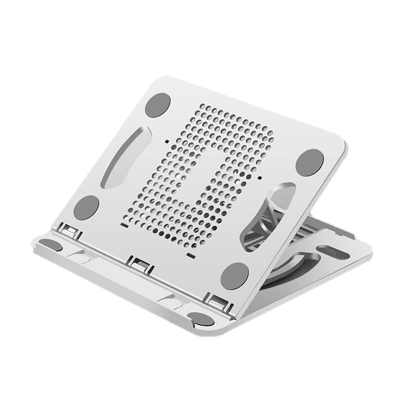 SUNGOOYUE Laptop Stand, 8 Angle Adjustable Ergonomic Foldable Portable 360 Degree Rotating with Hollow Design for Home Office School Notebook (White) - color: White