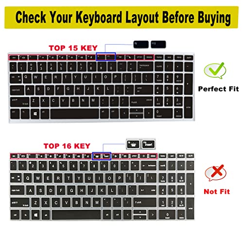 Keyboard Cover for 15.6" HP ProBook 450(G5/G6/G7) 455(G5/G6/G7) 650 G4 |17.3" HP ProBook 470 G5 (Not Fit ProBook 450/455 G8 G4 G3 G2 G1, ProBook 650 G8 G5 G3 G2 G1) US Layout Keyboard Skin-Black - color: Black