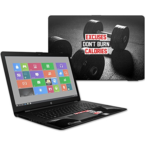 MightySkins Skin Compatible with HP 17t Laptop 17.3" (2017) - Burn Calories | Protective, Durable, and Unique Vinyl Decal wrap Cover | Easy to Apply, Remove, and Change Styles | Made in The USA - color: Burn Calories