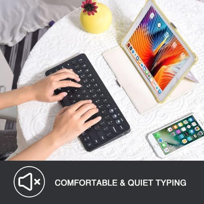 Keyboard, Wireless Bluetooth Keyboard, Multi-Device Ergonomic, Wireless, Compatible with Laptop/PC/Notebook/MacBook/Computer, for iPhone/iPad/iPad mini/iPad Air/Smart TV - color: BK